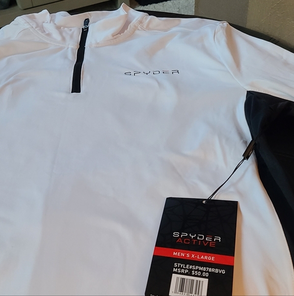Spyder Men's Active 1/4 Zip White and Black Pullover Large, XL, 2XL - Picture 1 of 8